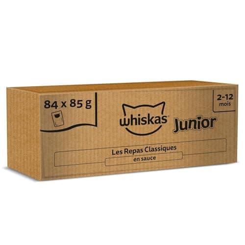 WHISKAS Junior Kitten Meal, Cat Bag, Pack of 84 85g Fresh Sachets, 4 Varieties in Sauce, Complete and Balanced Wet Kitten Food - Image 3