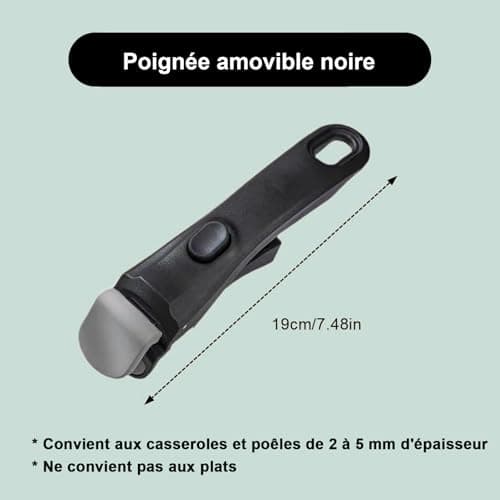 Tefal Removable Handle – Compatible with Ingenio, Resistant to 250°C for Pans & Saucepans, Supports 10 kg, Tool-free Installation - Image 4
