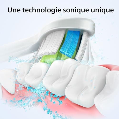 Philips Sonicare 4100 - brosse à dents électrique pour adultes avec 1 tête de brosse à dents Philips W2 Optimal White blanche, coffret de voyage fin et chargeur USB (modèle HX3683/33) - Image 5