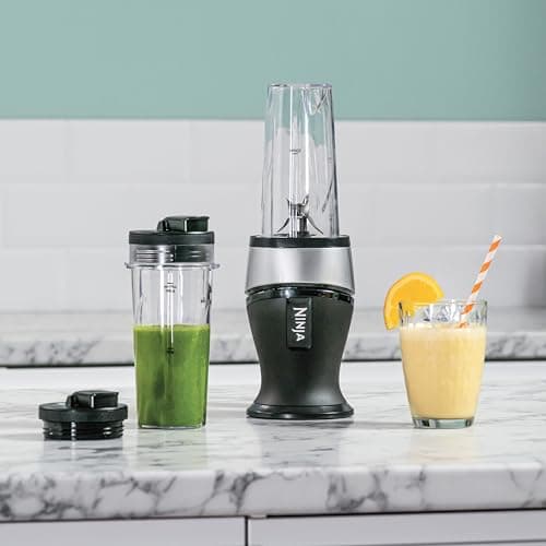 Ninja 700W Slim Blender and Smoothie Maker, 2x 470ml Cups with Spout Lids, Personal Blender, Crushes Ice and Frozen Fruit, Silver/Black QB3001EUS - Image 6