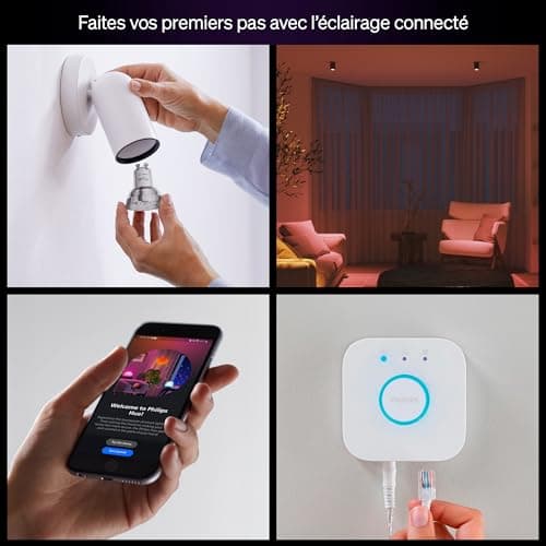 Philips Hue Essential Starter Kit with Bridge+3 Smart Bulbs GU10 Essential + Smart Button, WACA, 2200-6500K, Dimmable, Smart Bulb Compatible with Alexa, Google Assistant, Apple Home - Image 4