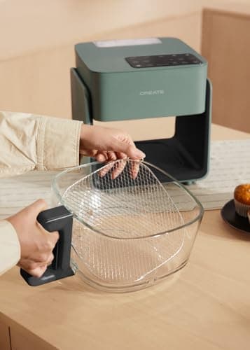 CREATE /AIR FRYER STUDIO CRYSTAL/Oil Free Deep Fryer 4.2L with Sage Green Water Spray/Capacity 5-6 servings, 6 programs, Glass tray, Time and Temperature Control, 1300W - Image 8