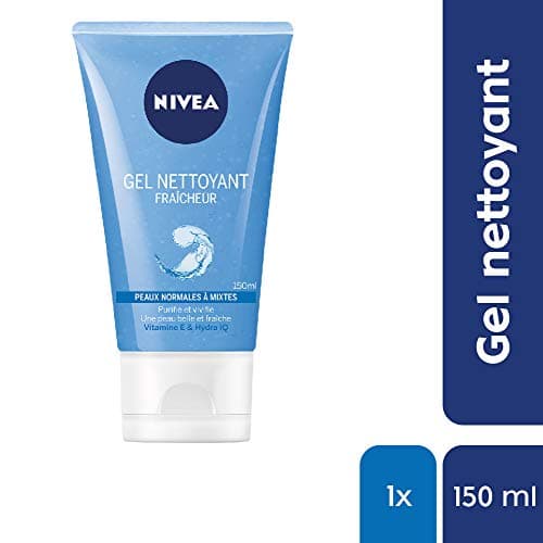 NIVEA Gel Nettoyant Fraîcheur, Gel purifiant pour peaux normales à mixtes, Nettoyant visage enrichi en Vitamine E & Hydra IQ, 150 ml (Lot de 2) - Image 3