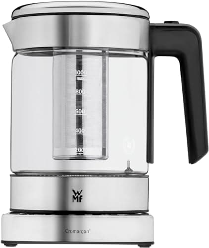 WMF KITCHENminis 0413180012 Electric Glass Teapot Kettle, 1 L, 1900 W, 5 Temperature Levels, Keep Warm, Wireless, Schott Duran Quality, Integrated Tea Filter, Stainless Steel & Compact Design - Image 5