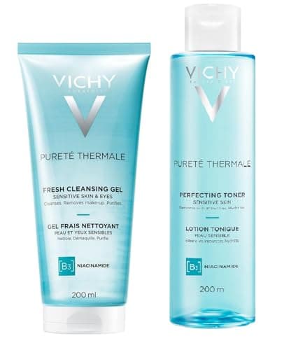 Vichy Duo nettoyant et tonifiant - Élimine en douceur le maquillage et les impuretés - Rafraîchit et tonifie la peau - Gel Thermale Pureté + Toner 200 ml chacun - Image 3