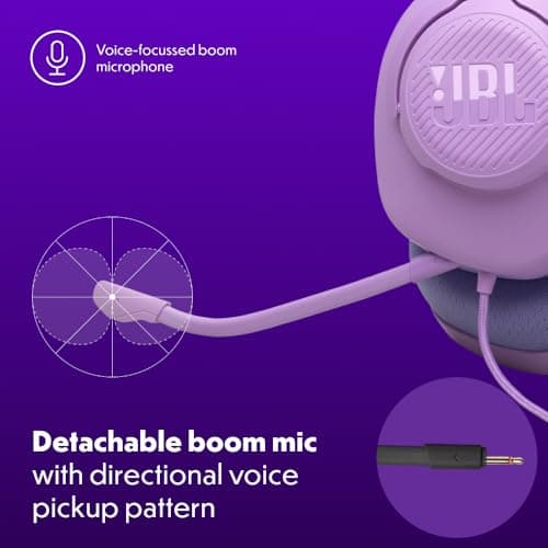 JBL Quantum 100M2 Wired Over-Ear Gaming Headset with Detachable Microphone, JBL QuantumSOUND Signature Sound, 3.5mm Jack Cable, Compatible with Many Platforms, Mute Function, Purple - Image 6