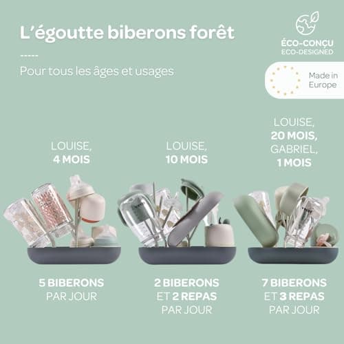 BÉABA, Bottle Drier and Dryer, Large Capacity, Modular, Up to 6 Bottles and Children's Dishes, Accessory Pot, Optimised Flow, Easy to Storage, Compact, Practical, Sage/Mineral - Image 6