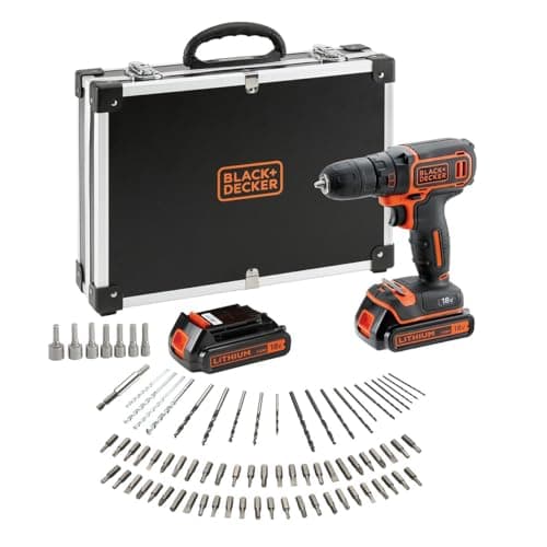 BLACK+DECKER BDCDC18BAFC-QW 18V Compact and Lightweight Cordless Drill with 2 x 1.5Ah Batteries, Fast Charger and 80 Accessories in Storage Case - Image 2