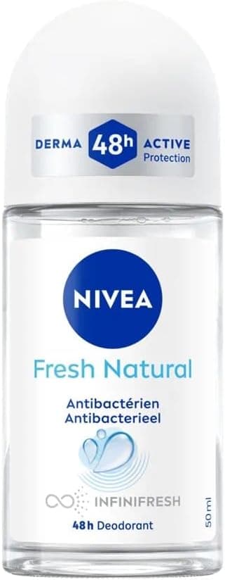 NIVEA Bille Fresh Natural 0% (1 x 50 ml), déodorant femme efficacité 48 hrs, anti transpirant aisselles fraîcheur longue durée, antiperspirant sans aluminium
