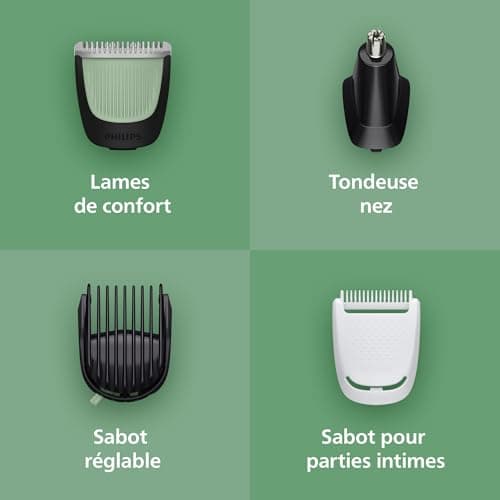 Philips Tondeuse tout-en-un Multigroom série 3000 9 accessoires - Tondeuse pour barbe, cheveux et corps, Lames auto-affûtées respectueuses de la peau, 12 hauteurs de coupe, Modèle MG3946/15 - Image 6