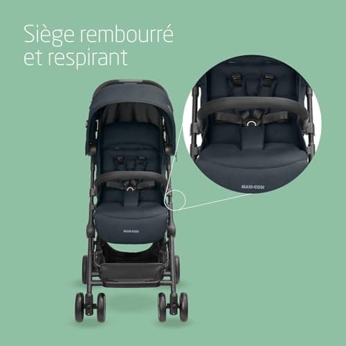 Maxi-Cosi Lara², Poussette Canne, 0-4 ans, 0-22 kg, Poussette Bebe Légère et Compacte, 3 Positions d'Inclinaison, Position Allongée, Pliage Automatique, Bandoulière, Essential Graphite - Image 7
