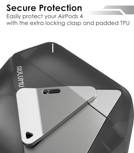 Aulumu A29 Geometric Case for AirPods 4 with Lock | Protective Case with Nylon Buckle | Alloy Armor | Compatible with Apple AirPods 4th Generation (2024), Translucent Gray - Image 6