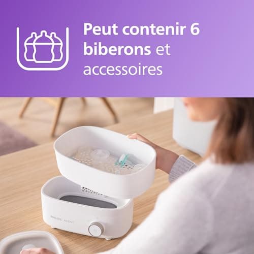 Philips Avent Premium stérilisateur et sèche-biberon, élimine 99,9 % des bactéries, sans produits chimiques, capacité de 6 biberons/tétines/accessoires, modèle SCF293/00 - Image 7