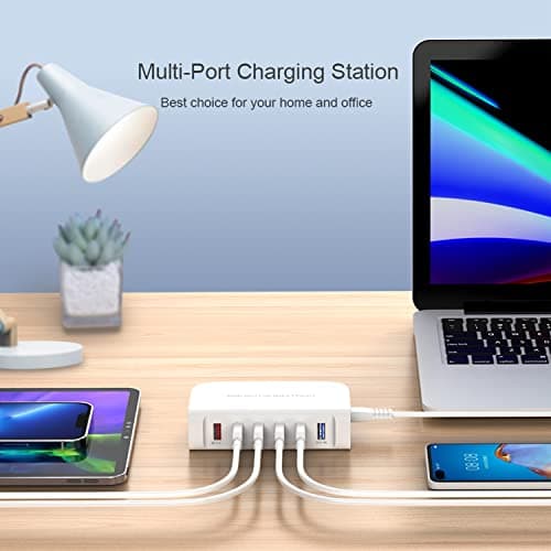 USB C Fast Charger, 6 Ports Portable Charging Station for Various Devices, Compatible with USB Chargers for iPhone iPad, Samsung, Google, Xiaomi, Huawei, etc. - Image 5