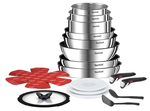 Tefal Ingenio L897SJ04 20-Piece Cookware Set, Frying Pans, Pans, Wok, Saute Pan, Lids, Removable Handles, Induction, Stainless Steel, Dishwasher Safe, 5-Year Warranty - Image 2