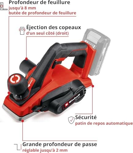Einhell TE-PL 18/82 Li cordless planer - Solo Power X-Change (18V, pass depth up to 2mm, shaft carriers large dimensions, automatic rest pad) Delivered without battery or charger - Image 4