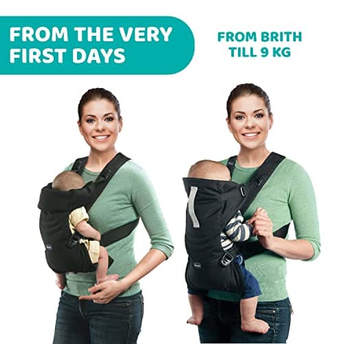 Chicco Easyfit Ergonomic Baby Carrier for Infants and Children from Birth to 9 kg, Physiological Baby Carrier, Simple to Carry, Mummy and Road Facing, Head and Neck Support, Black - Image 4