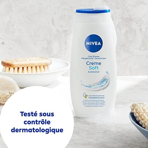 NIVEA Lot Crèmes douche Soin (6 x 250 ml), enrichie à la Vitamine C & E et Huile d'Amande douce, Soin corps hydratant qui nettoie respecte et renforce le microbiome pour peaux sèches - Image 8