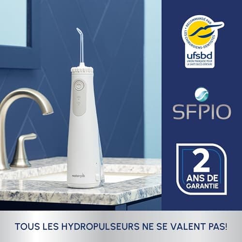 Waterpik WF-27 Pearl, UFSBD Recommended Cordless Irrigator, Rechargeable Dental Jet, Removes Plaque, 2 Pressure Levels, 60 Seconds Cleaning, 3 Tips Included, Waterproof, White - Image 6