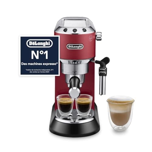 De'Longhi Dedica Style EC685.R Stainless Steel Pump Coffee Machine for Ground Coffee or Pods, Espresso and Cappuccino Machine, 1.3L Tank, Drip Free System, Red - Image 2
