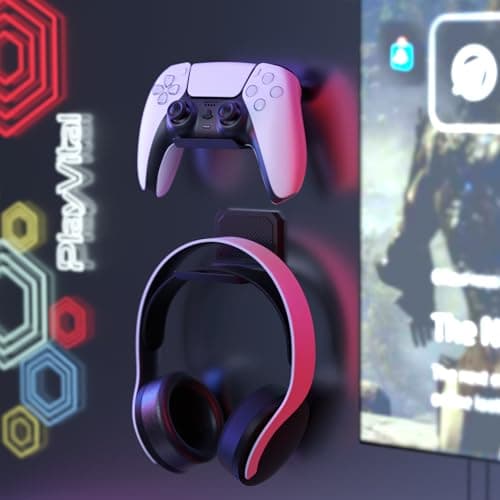 playvital Support for PS5 Controller/Console/Headset, Door for PS4 Controller Stand Holder for Nintendo Switch Pro for Xbox Wireless Headset, Fold Base Base 2 PCS-Black - Image 7