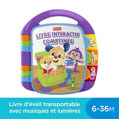 Fisher-Price CDH39 Learning Toy Musical Book Interactive Rhymes Laughing and Learning with Lights and Music for Babies and Toddlers, French Version - Image 3