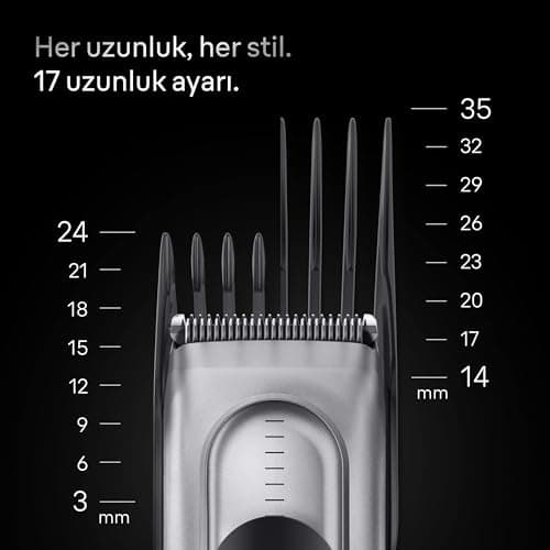 Braun Tondeuse à cheveux professionnelle série 7, pour homme, 5 outils de coiffage, 17 longueurs, lame tranchante à vie, autonomie de 50 minutes, sans fil, lavable, HC7590 – Gris - Image 6