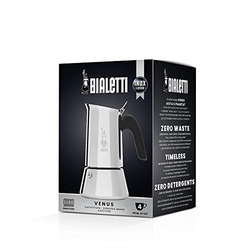 Bialetti - New Venus Induction Italian Espresso Machine in Stainless Steel, Suitable for All Types of Plates, 4 Coffee Cups (170ml), Silver, Silver - Image 4