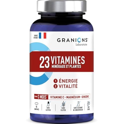 GRANIONS 23 VITAMINS - Magnesium, Vitamin D, Vitamin C, Zinc, Chrome, Ginseng, Selenium, Iodine - Energy & Vitality - Anti Fatigue - 90 Tablets - 3 Months Format - Made in France - Image 3