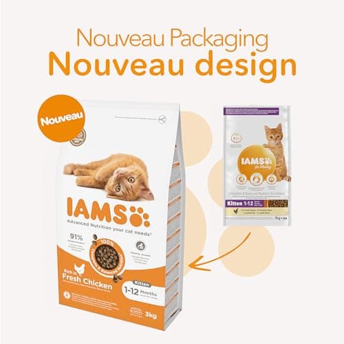 IAMS Advanced Nutrition - Premium Kitten Food - Healthy Whole Flavours - Promotes Growth - Fresh Chicken - Non-GMO Artificial Flavour Colours - Resealable Bag of 3kg - Image 4