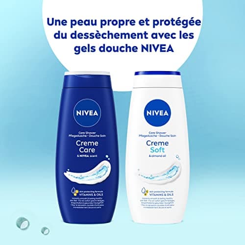 NIVEA Crème de douche Soin (1 x 500 ml), enrichie à l’Huile de pépin de Raison & Amande douce, Soin corps hydratant qui nettoie respecte et renforce le microbiome pour peaux sèches - Image 8