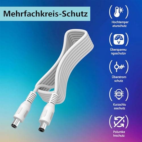 Câble d'alimentation, de 3 m, de rechange, compatible avec Philips HUE Lightstrip Plus (White and Color Ambiance) V3, V4 avec Bluetooth (emballage violet), rallonge d'alimentation de rechange pour - Image 5