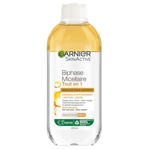 GARNIER Skin Active - Biphase Micellaire - Tout-en-1 - Nettoie, Démaquille & Apaise - Visage, Yeux, Lèvres - Enrichie En Micelles & Huiles - Vegan & Cruelty Free - Tous Types de Peaux - 400 ml - Image 3