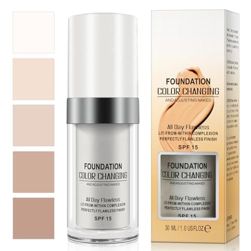 2 Pack Fondation liquide, Flawless Colour Changing Warm Skin Tone Foundation, Foundation Color Changing, SPF15, teint hydratant, Tous Les Tons de Peau, Correcteur Couverture Liquide Visage Nude - Image 4