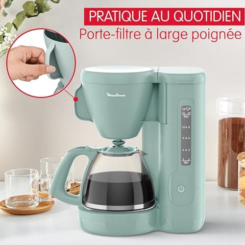 Moulinex Filter Coffee Maker, 10 to 15 Cups, 1.25 L, Swivel Filter Holder, Drip Proof, Warm, Morning, Eucalyptus, FG2M1310 - Image 6