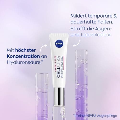 NIVEA Cellular Expert Filler Eye and Lip Care, Anti-Wrinkle Firming Cream with Hyaluronic and Folic Acid, Lip Care for Firming the Lip Contour (15ml) - Image 3