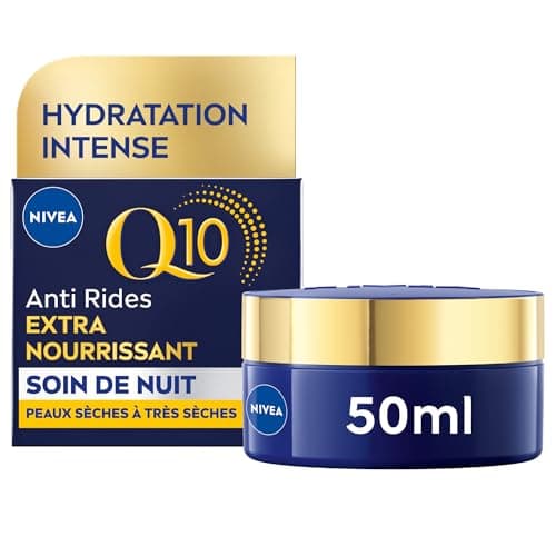 NIVEA Q10 Soin de Nuit Extra Nourrisant (1x50 ml), crème anti rides enrichie en Q10 pur & Huile d'Argan, crème anti-âge nourrissante, soin hydratant visage peaux sèches à très sèches - Image 2