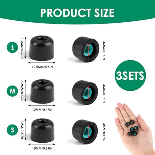 3 Pairs of In-Ear Eartips Compatible with Sony WF-1000XM5 WF-1000XM4 WF-1000XM3, Memory Foam Earplugs, Non-Slip, Sports and Daily Use - Image 4