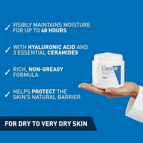 CeraVe Moisturizing Cream - With Hyaluronic Acid & 3 Essential Ceramides - Rich Hydration for Dry to Very Dry Face & Body, Suitable for Sensitive Skin (2 Pack) 16oz x 2 - Image 3