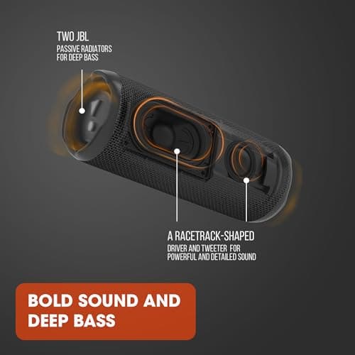 JBL Flip 6 - Enceinte Bluetooth portable et étanche à l'eau et à la poussière, haut-parleur haute fréquence pour des basses profondes, 12 heures d'autonomie, en noir - Image 6