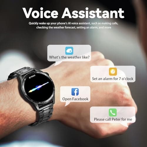 Men's Smart Watch with 3 Straps, Call and Message Functions, Business Friendly, 100+ Sports Modes, Men's Sports Watch Compatible with Android/iOS, Black - Image 5