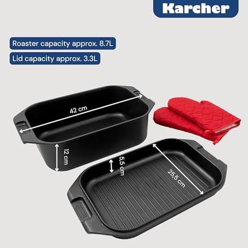 Karcher 2-in-1 Cast Aluminium Induction Sauté Pan with Lid/Cooking Dish, 8.7 Litre, 41.5 x 25.5 cm - Image 4
