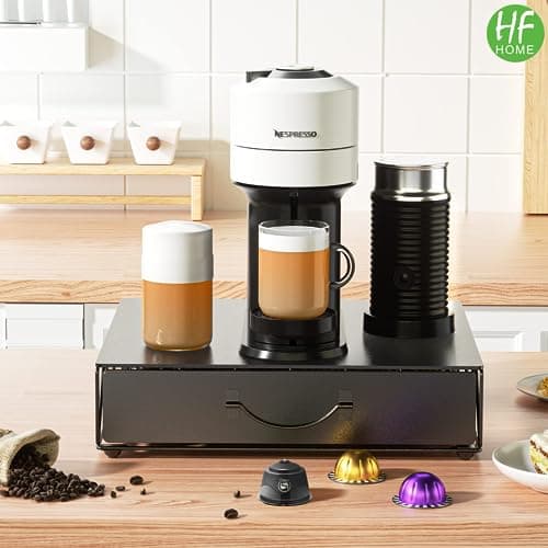 HFHOME Nespresso Vertuoline Capsule Holder, Coffee Pod Holder, Storage Drawer for 48 Vertuo Coffee Capsules and 48 Dolce Gusto Capsules - Image 3
