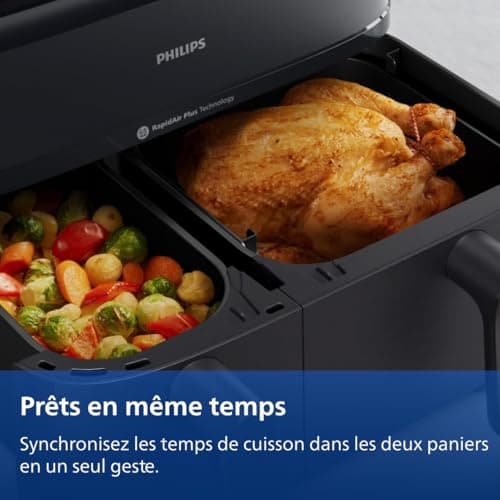 Philips Airfryer Series 5000 - Air Fryer Dual Basket with Steaming, 9L, RapidAir, 19 Cooking Modes, Up to 90% Less Fat, AirSteam, Steam Cleaning, HomeID (NA550/00) - Image 8