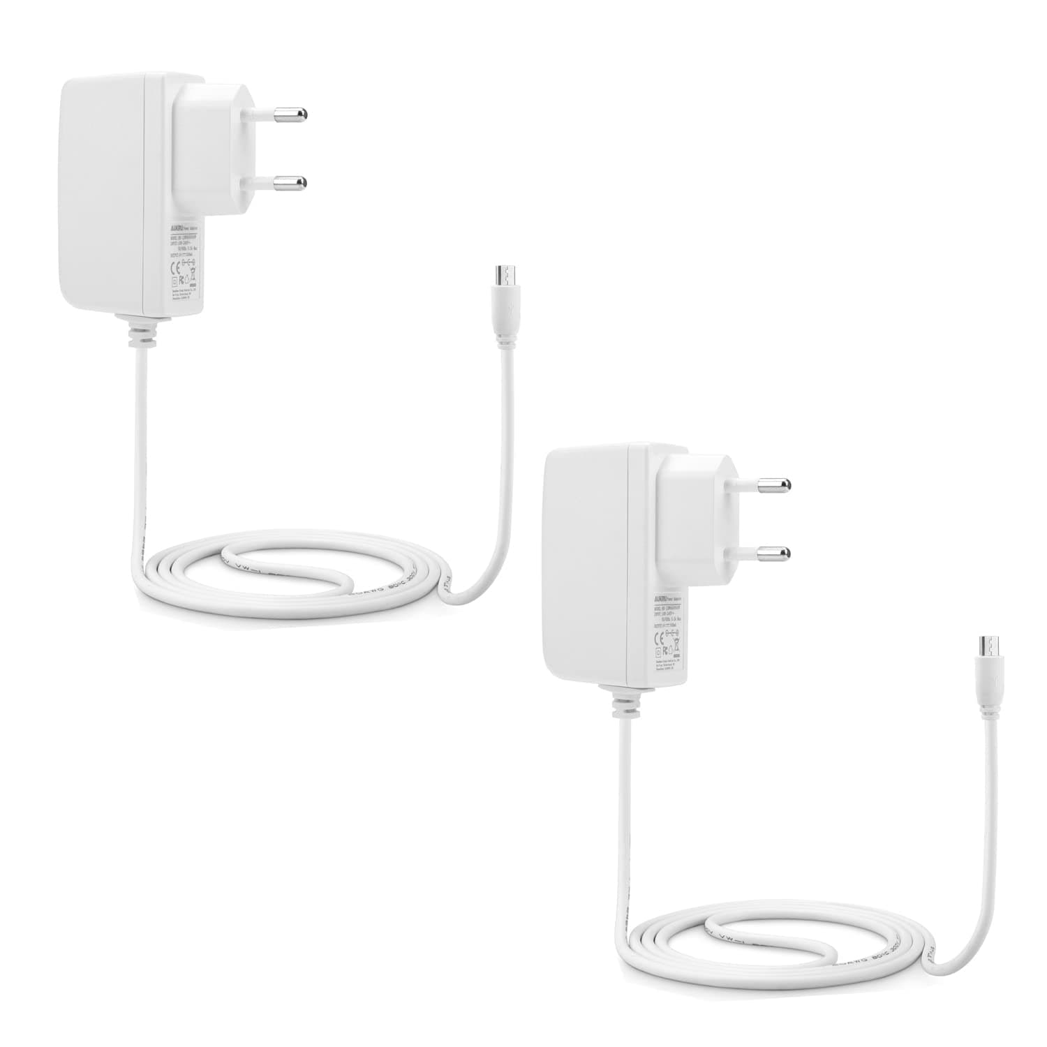 Philips Avent 2 x Micro USB 5v1a Charger for Philips AVENT SCD833/26 SCD843/26 SCD845/26 Video Baby Monitor (White)