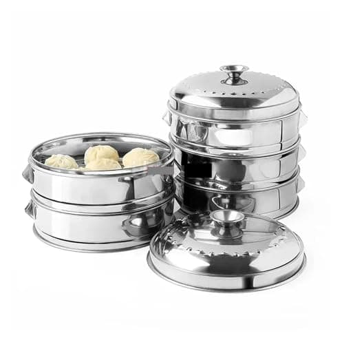 Panier vapeur en acier inoxydable for poisson, panier à pain farci à la vapeur, ustensiles de cuisine, insert multicouche avec support, panier vapeur Instant Pot pour la cuisine(31.4cm 2 layer 1 Lid) - Image 7