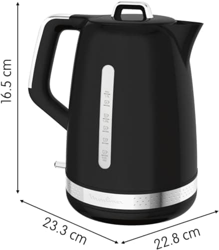 Moulinex Electric Kettle, 1.7 L, Vintage Design, 360° Base, Hinged Lid, Quick Boil, Automatic Shutdown, Water Level, Anti-Limescale Filter, Hidden Resistor, Sun Black BY320B10 - Image 4