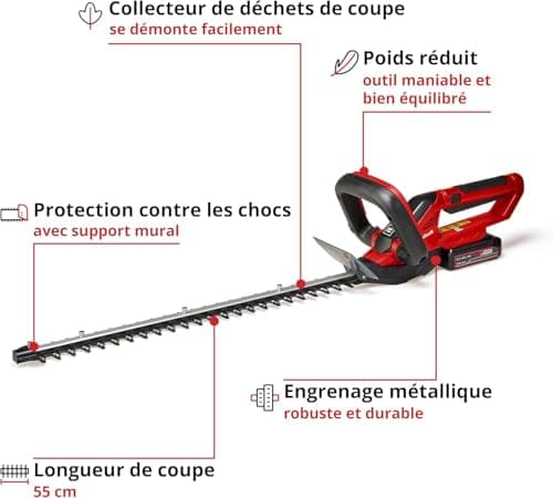 Einhell GE-CH 1855/1 Li Kit Cordless Hedge Trimmer - Power X-Change (18 V, Cutting Length 55 cm) Comes with 2.5 Ah Battery and Fast Charger - Image 5