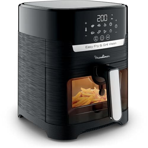 Moulinex Friteuse sans huile + Gril, Fenêtre amovible, Capacité XL 4,6 L, Jusqu'à 6 personnes, Air Fryer, Écran tactile, 8 programmes automatiques, Easy Fry & Grill Vision, EZ506820 - Image 6