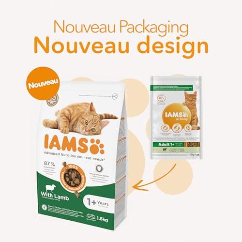 IAMS Vitality - Croquettes Premium Chats Adultes 100% Complètes Et Ã‰quilibrées - A L'Agneau - Sans OGM Colorant Arôme Artificiel - Sac Refermable 1,5 - Image 5